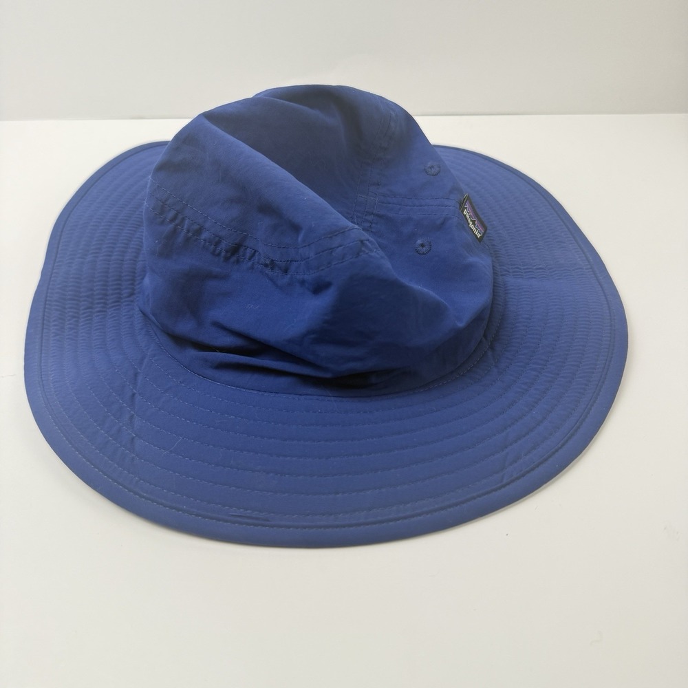 Patagonia Bucket Hat Small Blue Adjustable Belt Packable Sun Logo Hiking Outdoor